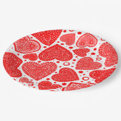 Assiettes En Carton Modern Fancy Red Graphic Hearts Pattern (Angle)