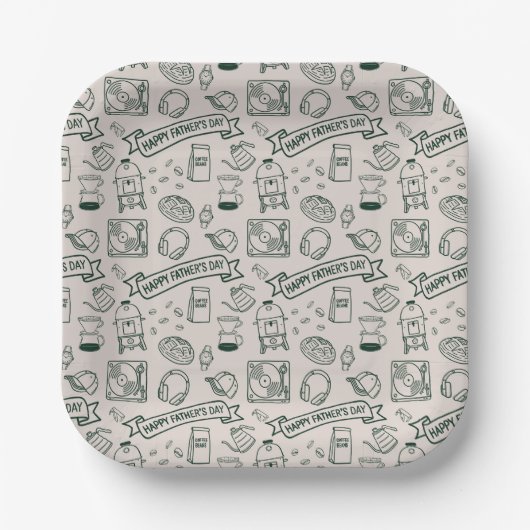 Assiettes En Carton Modern Father's Day Doodle Pattern Millennial Dad (Recto)