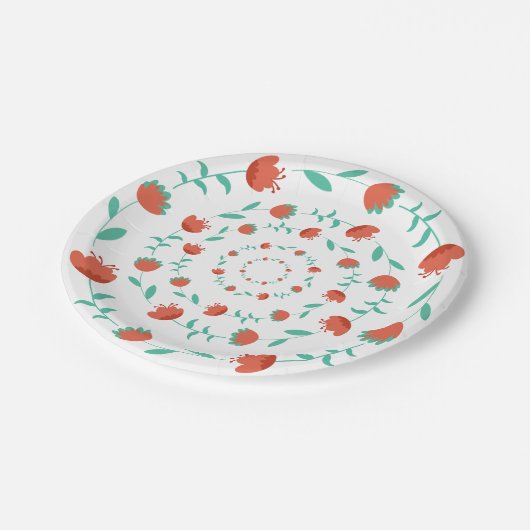 Assiettes En Carton Modern Flower Pattern-Paper Plates (Angle)
