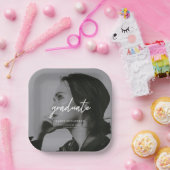 Assiettes En Carton Modern Full Photo Script Custom Graduation Party (Fête)