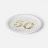 Assiettes En Carton Modern Gold Glitter 50th Fifty Birthday (Angle)