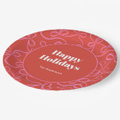 Assiettes En Carton Modern Holiday Bold Red & Pink Ribbon Pattern (Angle)
