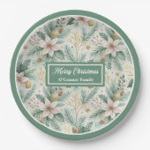 Assiettes En Carton Modern Holiday Paper Plates White Poinsettia Style (Devant)