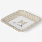 Assiettes En Carton Modern Minimal Gold Stripes Monogram (Angulaire)
