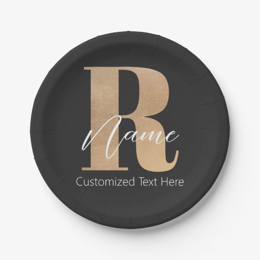 Assiettes En Carton Modern Monogrammed Initial R & Name Personalized (Devant)