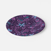 Assiettes En Carton Modern Neon Purple Floral Pattern (Angle)