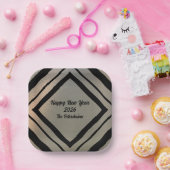 Assiettes En Carton Modern Personalized Brushed Metal Happy New Years (Fête)