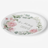 Assiettes En Carton Modern Pink Roses Script Class of Graduation (Angle)