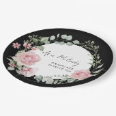 Assiettes En Carton Modern Pink Roses Script Class of Graduation (Angle)