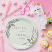 Assiettes En Carton Modern Sage Greenery Wedding Paper Plates (Fête)