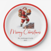 Assiettes En Carton Modern Santa Claus Simple Script Font Paper Plates (Devant)