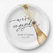 Assiettes En Carton Modern We're Engaged Party Paper Plate (Devant)