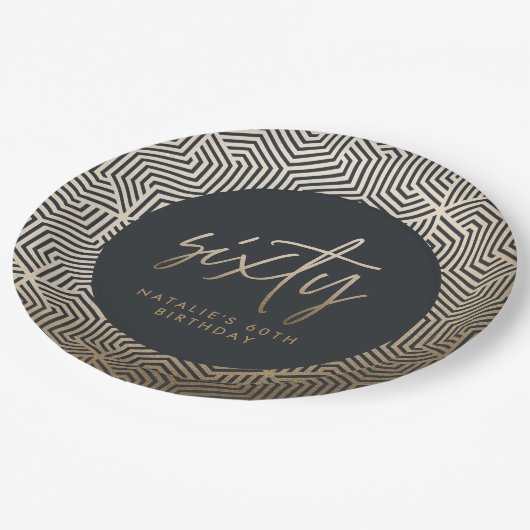 Assiettes En Carton Moderne 60e anniversaire simple élégant élégant (Angle)