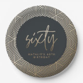 Assiettes En Carton Moderne 60e anniversaire simple élégant élégant (Devant)