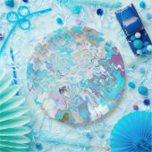 Assiettes En Carton Moderne Aqua Blue Design Printemps Été Chic (Fête)