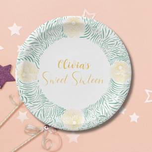 Assiettes En Carton Moderne Chic Boho Floral Sweet 16 Anniversaire