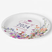 Assiettes En Carton Moderne chic fleurs sauvages script graduation cla (Angle)