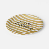 Assiettes En Carton Moderne Chic Gold Stripe joyeuse fête d'anniversai (Angle)