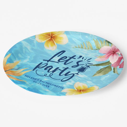 Assiettes En Carton Moderne Chic Pool Bachelorette Party (Angle)