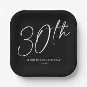 Assiettes En Carton Moderne Chic Script trentième 30ème anniversaire f (Recto)
