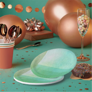 Assiettes En Carton Moderne Contemporain Lignes vertes Aquarelle Artis