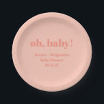 Assiettes En Carton Moderne Cute Dusty Peach Baby shower Nom personnal<br><div class="desc">Plate-forme moderne Dusty Baby shower personnalisé Nom Plaques papier</div>