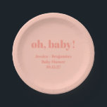 Assiettes En Carton Moderne Cute Dusty Peach Baby shower Nom personnal<br><div class="desc">Plate-forme moderne Dusty Baby shower personnalisé Nom Plaques papier</div>
