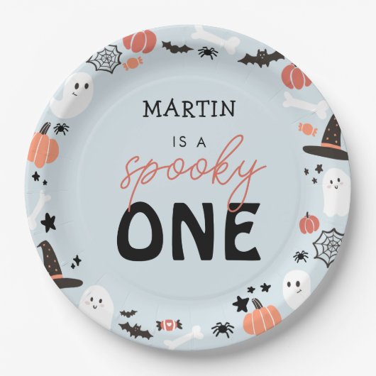 Assiettes En Carton Moderne Cute Éffrayant Un Halloween Garçon 1er Ann (Devant)