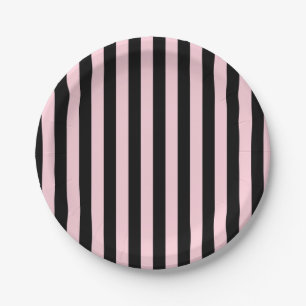Assiettes En Carton Moderne dégradé rayé noir et rose blush pour la re
