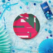 Assiettes En Carton Moderne du milieu du siècle en rouge avec blanc ve (Fête)