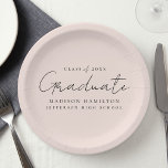 Assiettes En Carton Moderne écriture manuscrite de script Blush Gradua<br><div class="desc">Élevez votre décor de fête de remise de diplômes avec nos assiettes de finition élégantes! Dotés d'une écriture noire chic et d'un arrière - plan roux, ces plaques en papier ajoutent une touche de sophistication à votre célébration. Personnalisez-les avec le nom du diplômé, l'année de diplôme et le nom de...</div>