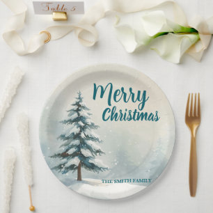 Assiettes En Carton Moderne écriture Noël Xmas hiver pin sylvestre ava