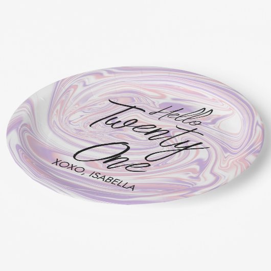 Assiettes En Carton Moderne élégant Abstrait Vingt et un 21e anniversa (Angle)