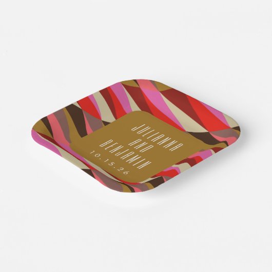 Assiettes En Carton Moderne Elégant Art Déco Mariage géométrique perso (Angulaire)