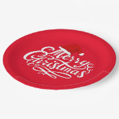 Assiettes En Carton Moderne élégant calligraphie texte santa chapeau r (Angle)