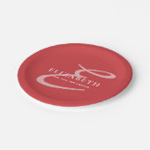 Assiettes En Carton Moderne Elegant Chic Monogramme Nom Merci (Angle)