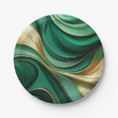 Assiettes En Carton Moderne Elegant Noël-Vert et Or- (Devant)