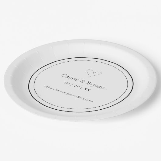 Assiettes En Carton Moderne Elegant noir et blanc Mariage simple (Angle)