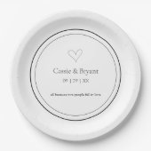 Assiettes En Carton Moderne Elegant noir et blanc Mariage simple (Devant)