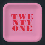 Assiettes En Carton Moderne Elégant rose rouge gras 21e anniversaire<br><div class="desc">Plaques de papier modernes de 21e anniversaire avec une élégante typographie audacieuse et un design minimaliste.</div>
