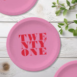 Assiettes En Carton Moderne Elégant rose rouge gras 21e anniversaire<br><div class="desc">Plaques de papier modernes de 21e anniversaire avec une élégante typographie audacieuse et un design minimaliste.</div>