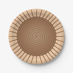 Assiettes En Carton Moderne éruption géométrique - Brun et Tan