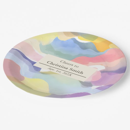 Assiettes En Carton Moderne esthétique Pastel Spring Retraite Party (Angle)