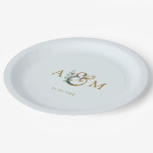 Assiettes En Carton Moderne et élégant mariage à l'eucalyptus (Angle)