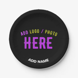 ASSIETTES EN CARTON MODERNE ET MODERNE PERSONNALISABLE NOIR VÉRIFIÉ