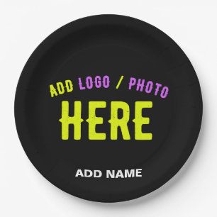 ASSIETTES EN CARTON MODERNE ET MODERNE PERSONNALISABLE NOIR VÉRIFIÉ