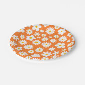 Assiettes En Carton Moderne Flat Graphic Daisy Orange (Angle)