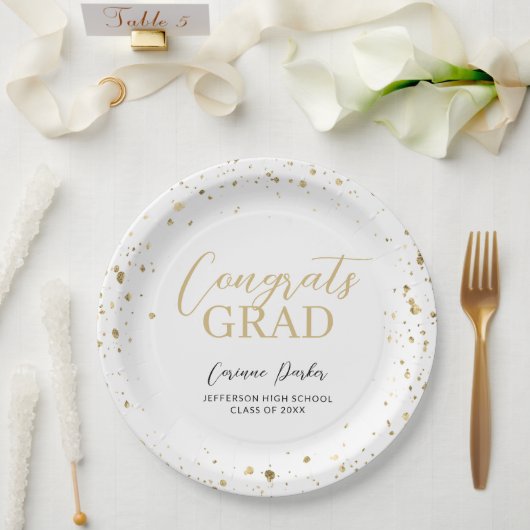 Assiettes En Carton Moderne Glitz Graduation personnalisée (Mariage)