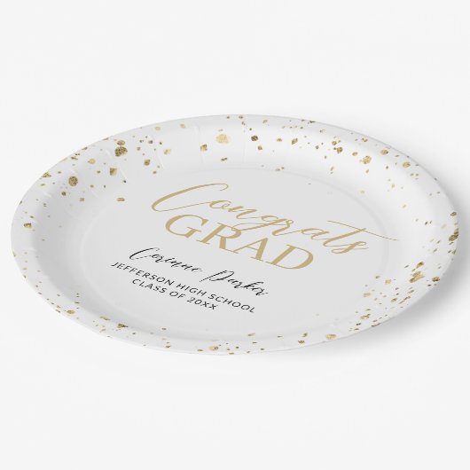 Assiettes En Carton Moderne Glitz Graduation personnalisée (Angle)