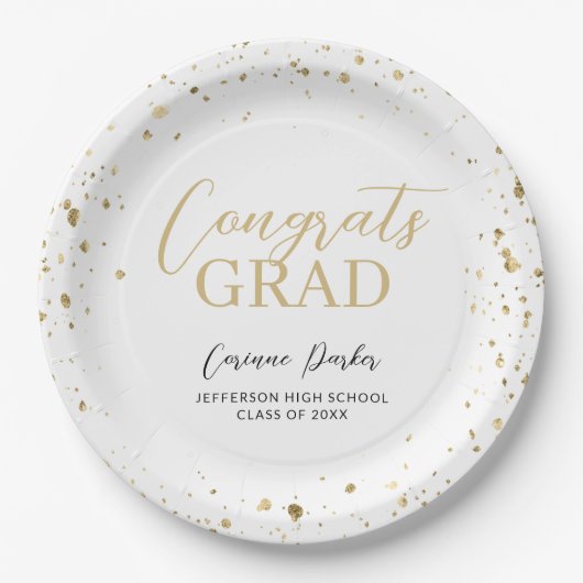 Assiettes En Carton Moderne Glitz Graduation personnalisée (Devant)